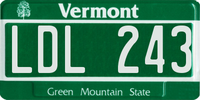 VT license plate LDL243
