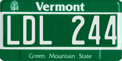 VT license plate LDL244