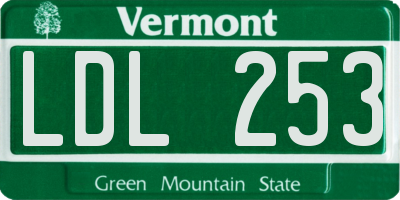 VT license plate LDL253