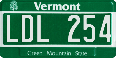 VT license plate LDL254