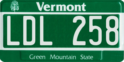 VT license plate LDL258