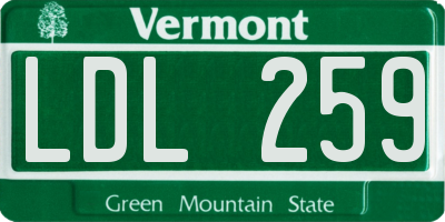 VT license plate LDL259