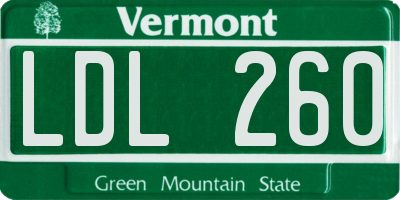 VT license plate LDL260