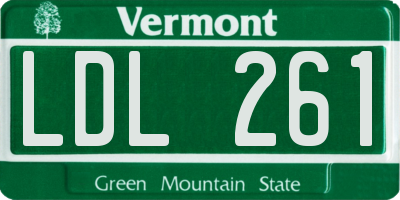 VT license plate LDL261
