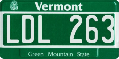 VT license plate LDL263