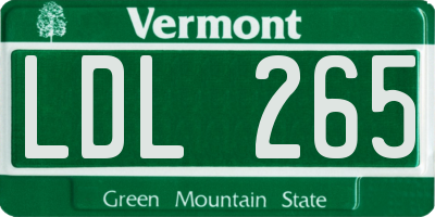 VT license plate LDL265