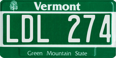 VT license plate LDL274