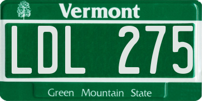 VT license plate LDL275