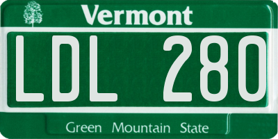 VT license plate LDL280
