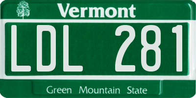 VT license plate LDL281