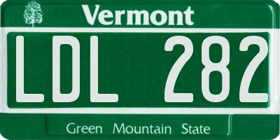 VT license plate LDL282