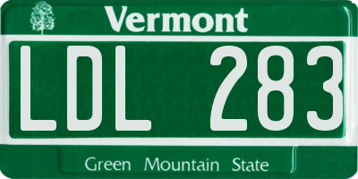VT license plate LDL283