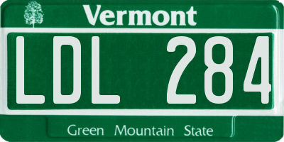 VT license plate LDL284