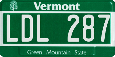 VT license plate LDL287