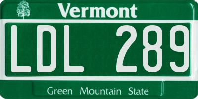 VT license plate LDL289