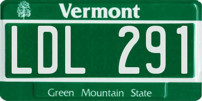 VT license plate LDL291