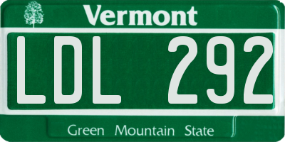 VT license plate LDL292
