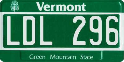 VT license plate LDL296