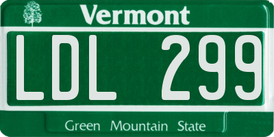 VT license plate LDL299