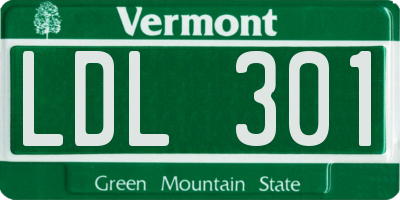 VT license plate LDL301