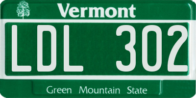 VT license plate LDL302