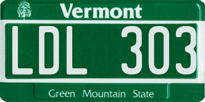 VT license plate LDL303