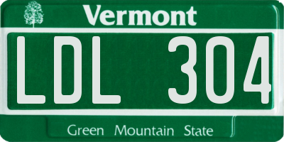 VT license plate LDL304