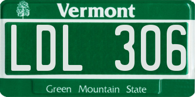 VT license plate LDL306