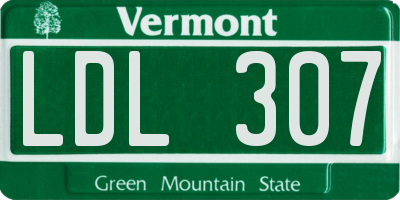 VT license plate LDL307