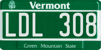 VT license plate LDL308