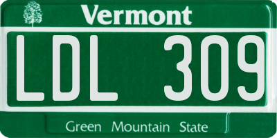VT license plate LDL309