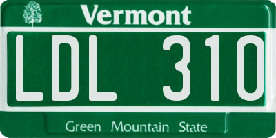 VT license plate LDL310