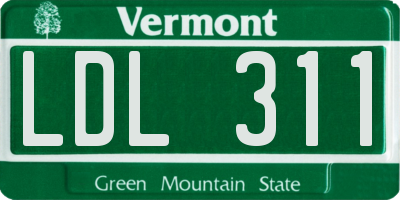 VT license plate LDL311