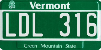 VT license plate LDL316