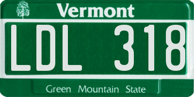 VT license plate LDL318
