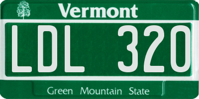 VT license plate LDL320
