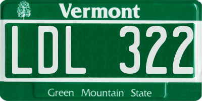 VT license plate LDL322