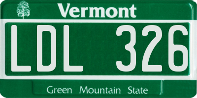 VT license plate LDL326