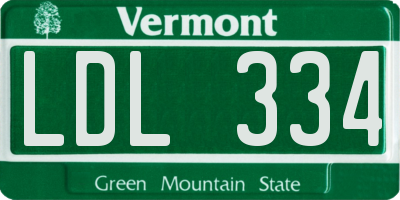 VT license plate LDL334