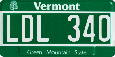 VT license plate LDL340