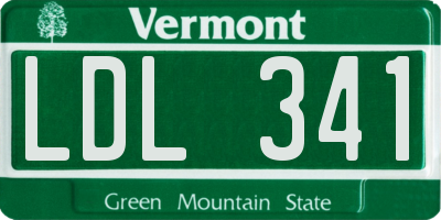 VT license plate LDL341