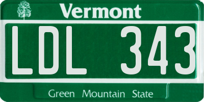 VT license plate LDL343