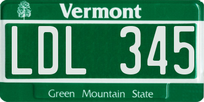 VT license plate LDL345