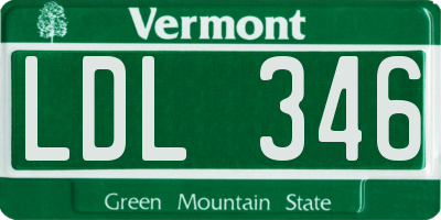 VT license plate LDL346