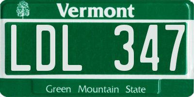 VT license plate LDL347