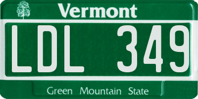 VT license plate LDL349