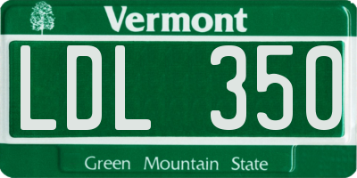 VT license plate LDL350