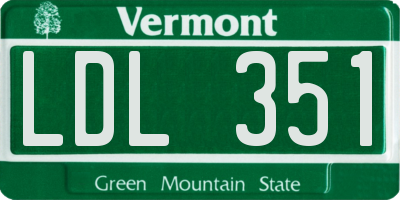 VT license plate LDL351
