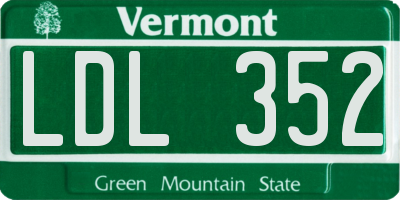 VT license plate LDL352
