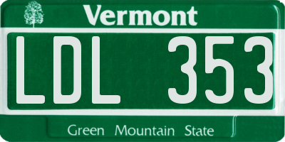 VT license plate LDL353